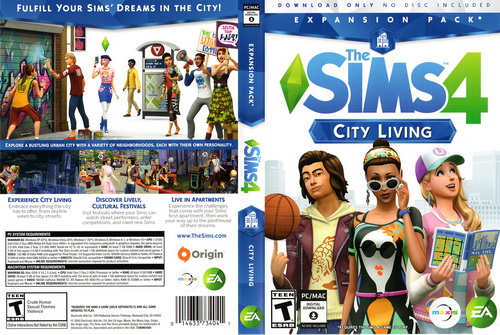 Anglická obálka z The Sims 4 Život v meste (Zdroj: SimsVIP.com)