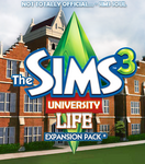 Neoficiálne logo 9. dodatku The Sims 3 s univerzitnou tematikou